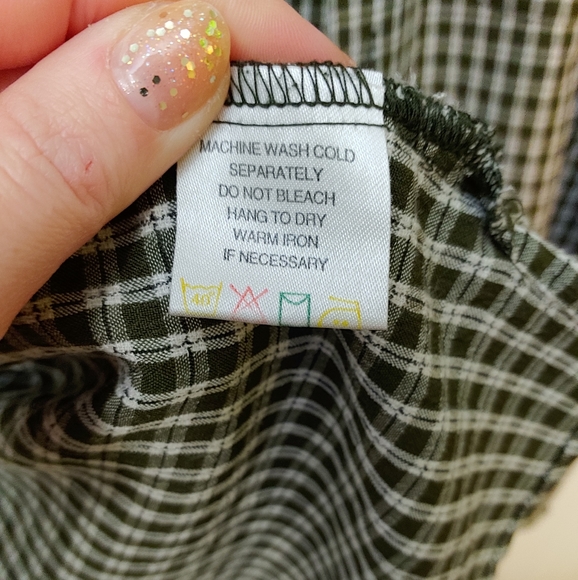 Vintage Men's Tartan Dress Shirt - Natural Issue Olive Button Down Size L - Picture 7 of 8